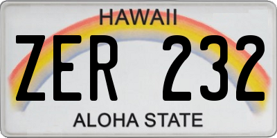 HI license plate ZER232