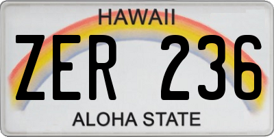 HI license plate ZER236