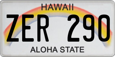 HI license plate ZER290
