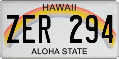 HI license plate ZER294