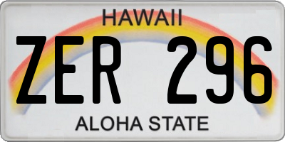 HI license plate ZER296