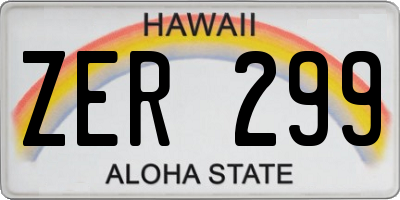 HI license plate ZER299
