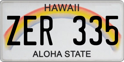 HI license plate ZER335