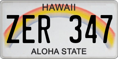 HI license plate ZER347