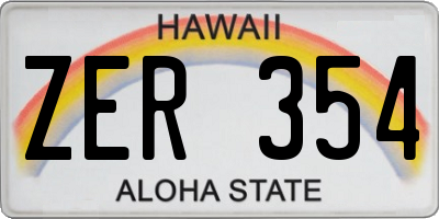 HI license plate ZER354