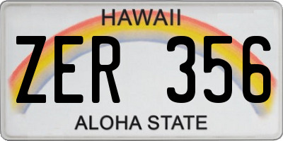 HI license plate ZER356