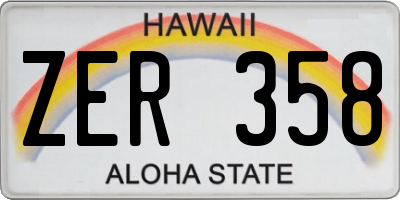 HI license plate ZER358