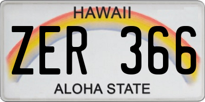 HI license plate ZER366