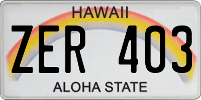 HI license plate ZER403
