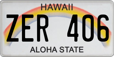 HI license plate ZER406