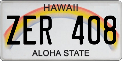 HI license plate ZER408