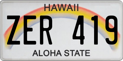 HI license plate ZER419