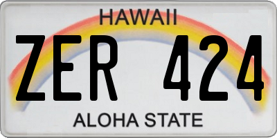 HI license plate ZER424