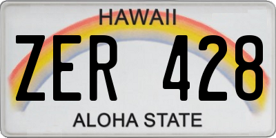 HI license plate ZER428