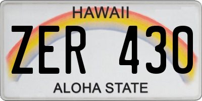 HI license plate ZER430