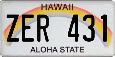 HI license plate ZER431