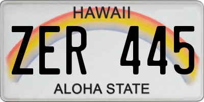 HI license plate ZER445