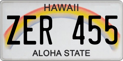 HI license plate ZER455