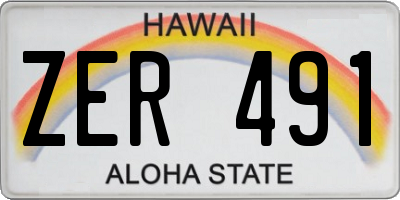 HI license plate ZER491