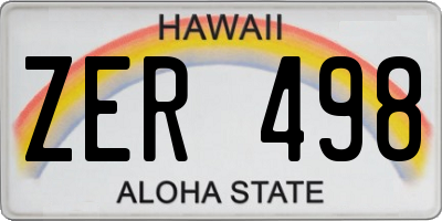 HI license plate ZER498