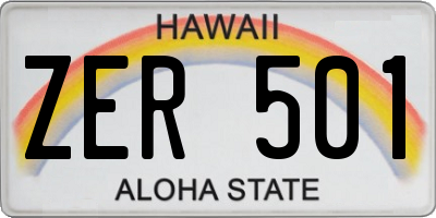 HI license plate ZER501