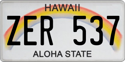 HI license plate ZER537