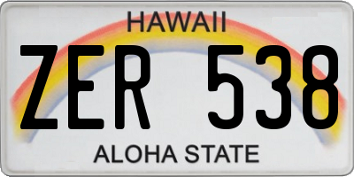 HI license plate ZER538