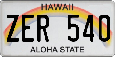 HI license plate ZER540