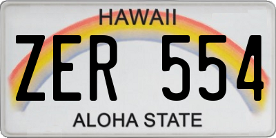HI license plate ZER554