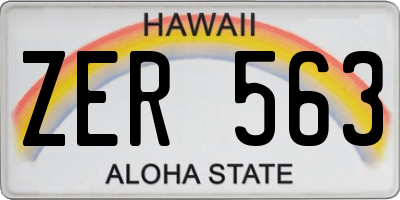 HI license plate ZER563