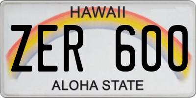 HI license plate ZER600