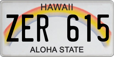 HI license plate ZER615