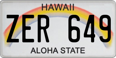 HI license plate ZER649