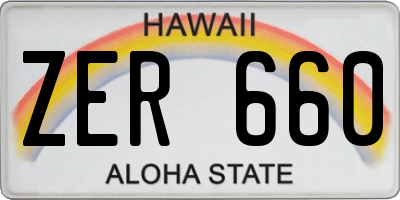 HI license plate ZER660