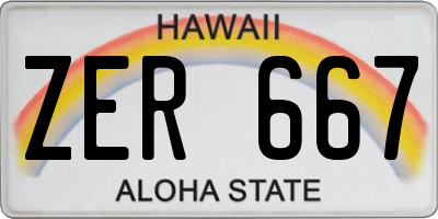 HI license plate ZER667