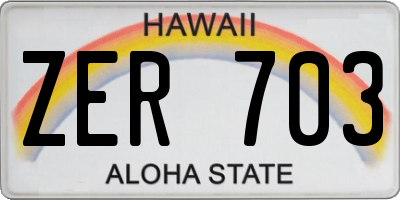 HI license plate ZER703