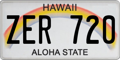 HI license plate ZER720