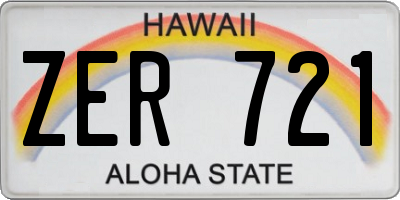 HI license plate ZER721