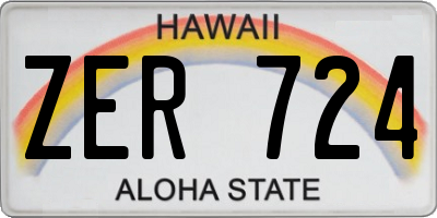 HI license plate ZER724