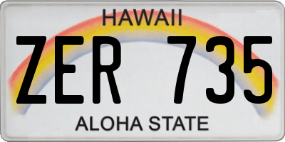 HI license plate ZER735