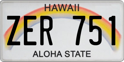 HI license plate ZER751
