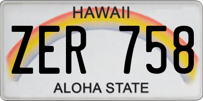 HI license plate ZER758