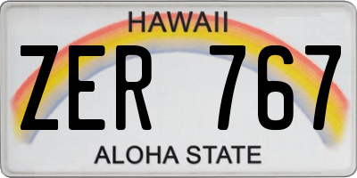 HI license plate ZER767