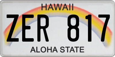 HI license plate ZER817