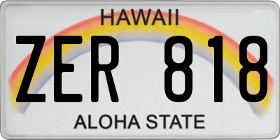 HI license plate ZER818