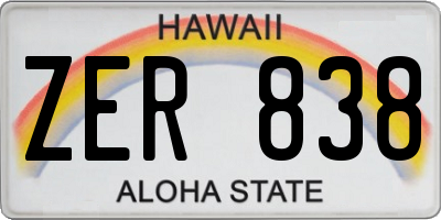 HI license plate ZER838