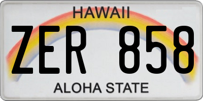HI license plate ZER858
