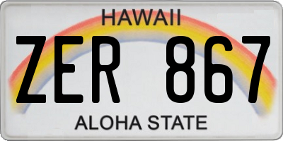 HI license plate ZER867