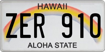 HI license plate ZER910