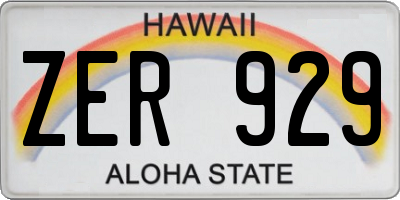 HI license plate ZER929
